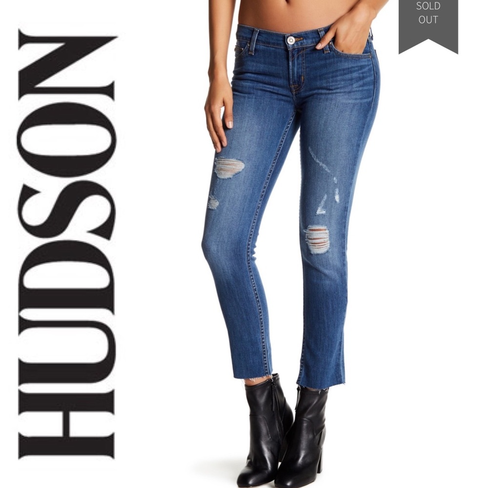 HUDSON Muse Raw Hem Cropped distressed Skinny Jean